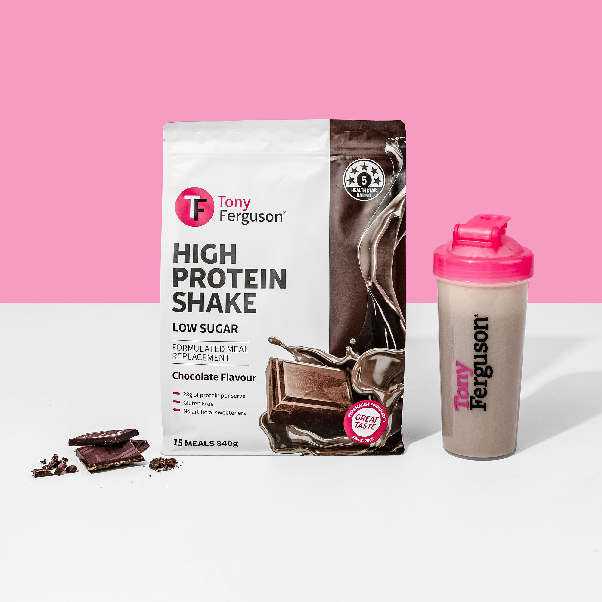 Tony Ferguson High Protein Shake 840g chocolate flavour