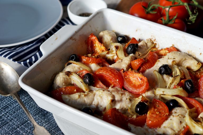 Braised Chicken with Tomatoes & Olives